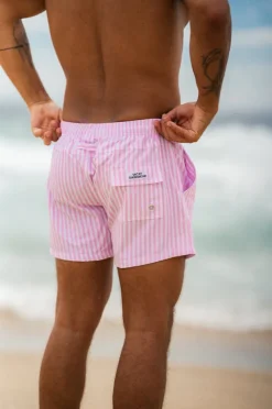 Boardshorts|Vacay Swimwear Mens Hvar Stretch Swim Short Pink/white