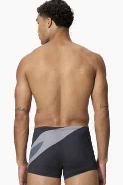 Trunks|Speedo Mens Hyperboom Logo Aquashort Black/Grey