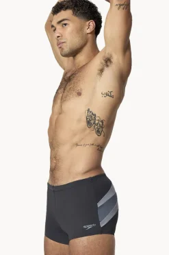 Trunks|Speedo Mens Hyperboom Logo Aquashort Black/Grey