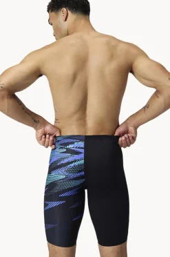 Jammers|Speedo Mens Hyperboom V Cut Jammer Black/Cobalt