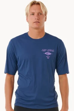 Rashies|Rip Curl Mens Icons Surflite Short Sleeve Suntop Navy