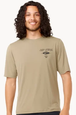 Rashies|Rip Curl Mens Icons Surflite Short Sleeve Suntop Moss