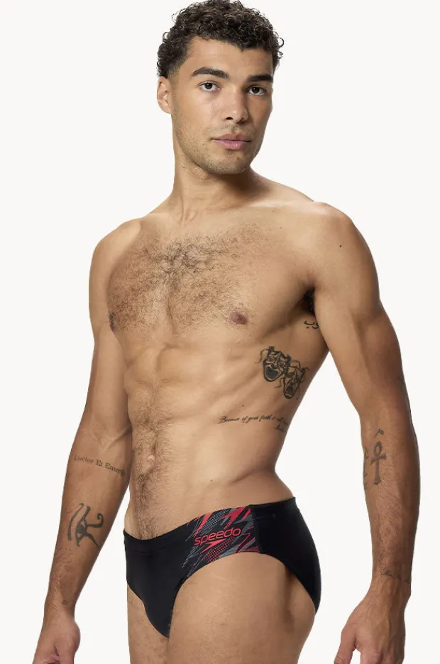 Briefs|Speedo Mens Medley Logo Brief Black/red