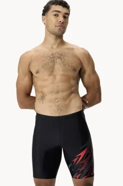 Jammers|Speedo Mens Medley Logo Jammer Black/red
