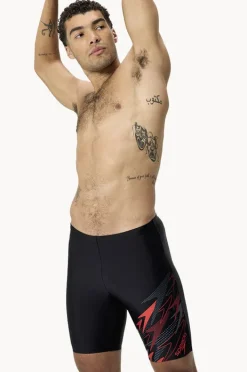 Jammers|Speedo Mens Medley Logo Jammer Black/red