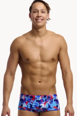 Trunks|Funky Trunks Mens Messy Messy Messy Trunk Blue/red
