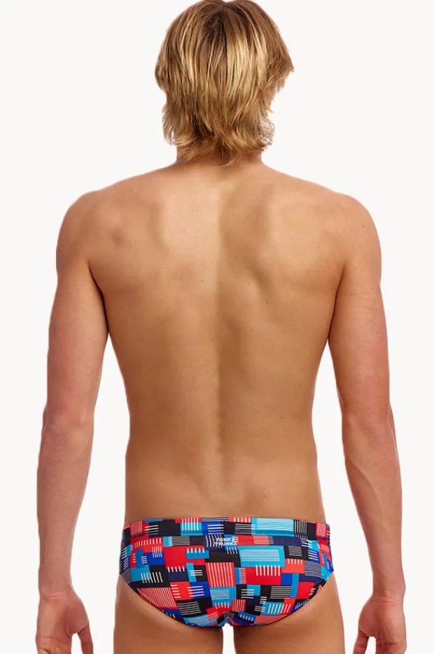 Briefs|Funky Trunks Mens Motherboard Brief Blue/red