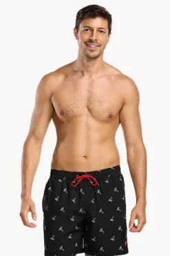 Boardshorts|Speedo Mens Palm Shorties Boardshort Black/grey