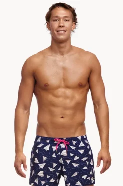 Boardshorts|Funky Trunks Mens Paper Plain Shorty Short Navy