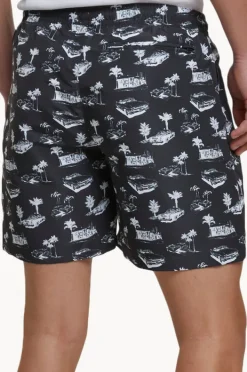 Boardshorts|Urban Classics Mens Pattern Swim Short Black/white