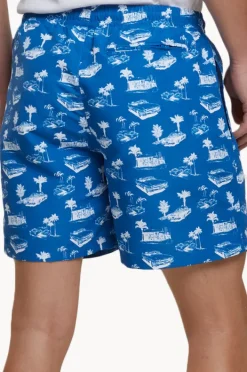 Boardshorts|Urban Classics Mens Pattern Swim Short Blue/white
