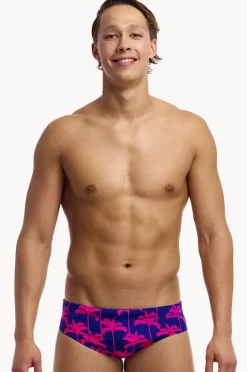 Briefs|Funky Trunks Mens Pinky Palms Brief Purple/pink