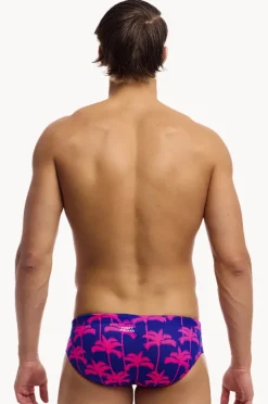 Briefs|Funky Trunks Mens Pinky Palms Brief Purple/pink