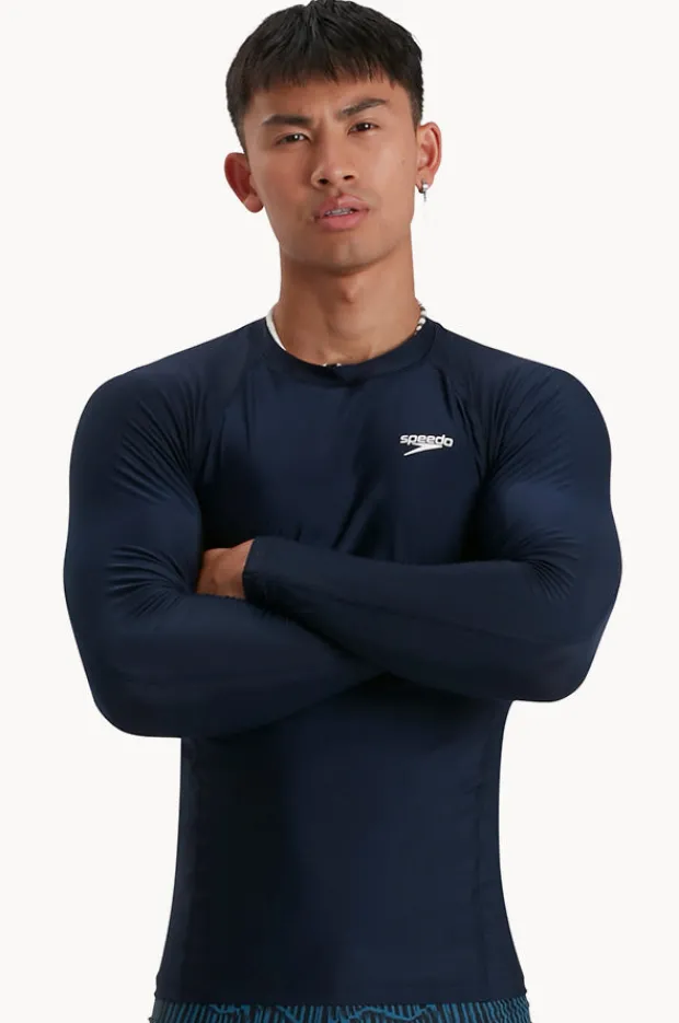 Rashies|Speedo Mens Plain Long Sleeve Suntop Navy