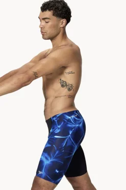 Jammers|Speedo Mens Print V-Cut Jammer Black/Blue