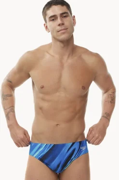 Briefs|Speedo Mens Rapture Printed 7cm Brief Black/cobalt