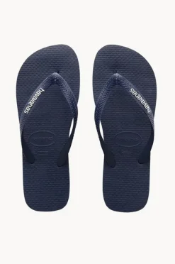 Footwear|Havaianas Mens Rubber Logo Thong Navy/white
