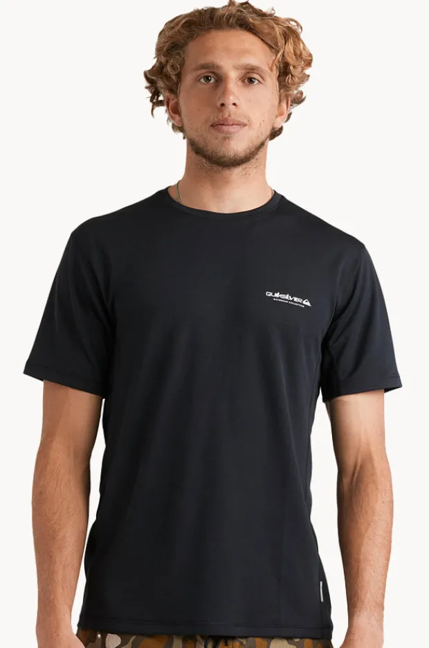 Rashies|Quiksilver Mens Sea Grass Short Sleeve Suntop BLACK