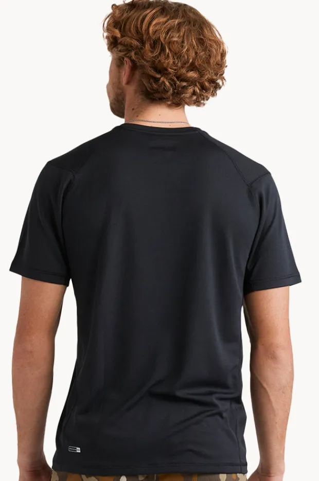 Rashies|Quiksilver Mens Sea Grass Short Sleeve Suntop BLACK