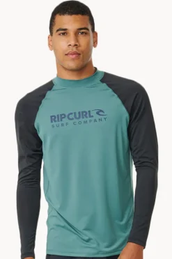 Rashies|Rip Curl Mens Shock Long Sleeve Suntop Bluestone