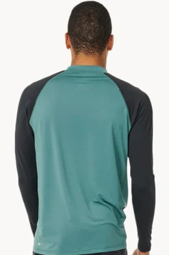 Rashies|Rip Curl Mens Shock Long Sleeve Suntop Bluestone