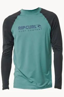 Rashies|Rip Curl Mens Shock Long Sleeve Suntop Bluestone