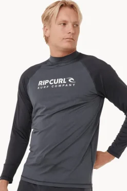Rashies|Rip Curl Mens Shock Long Sleeve Suntop Black