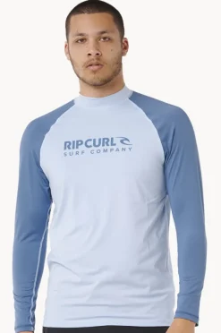 Rashies|Rip Curl Mens Shock Long Sleeve Suntop Blue