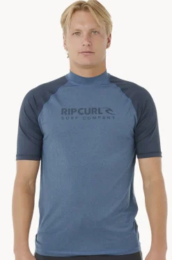 Rashies|Rip Curl Mens Shock Short Sleeve Suntop Navy marle