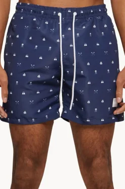 Boardshorts|Urban Classics Mens Skull And Yacht Swim Short Navy