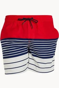 Boardshorts|Coast Mens Sorrento Panel Stripe Boardshort Navy/Red
