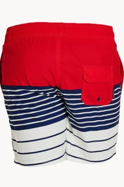 Boardshorts|Coast Mens Sorrento Panel Stripe Boardshort Navy/Red