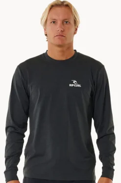Rashies|Rip Curl Mens Stack Long Sleeve Suntop Black