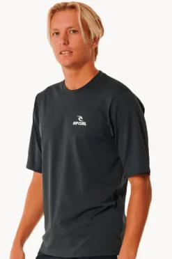 Rashies|Rip Curl Mens Stack Short Sleeve Suntop Black