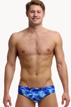 Briefs|Funky Trunks Mens Storm Chaser Brief Blue/yellow