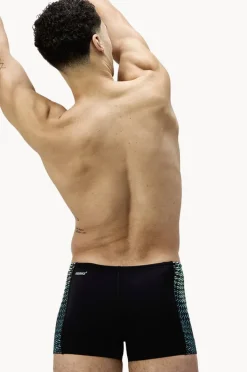 Trunks|Speedo Mens Tech Panel Aquashort Black/turquoise