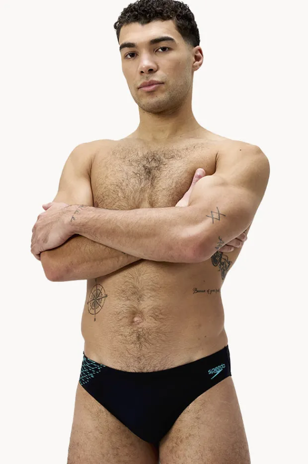 Briefs|Speedo Mens Tech Panel 7cm Brief Black/turquoise