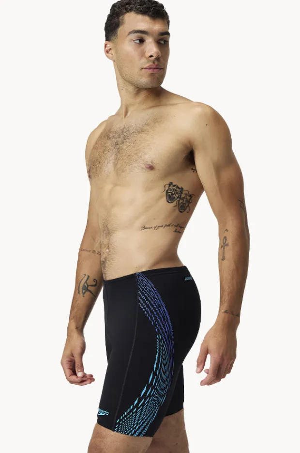 Jammers|Speedo Mens Tech Panel Jammer Black/cobalt