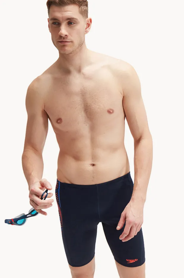 Jammers|Speedo Mens Tech Panel Jammer Navy/orange