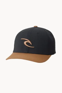 Headwear|Rip Curl Mens Tepan 2.0 Flexfit Cap Black/tan
