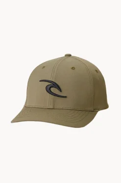 Headwear|Rip Curl Mens Tepan 2.0 Flexfit Cap Olive