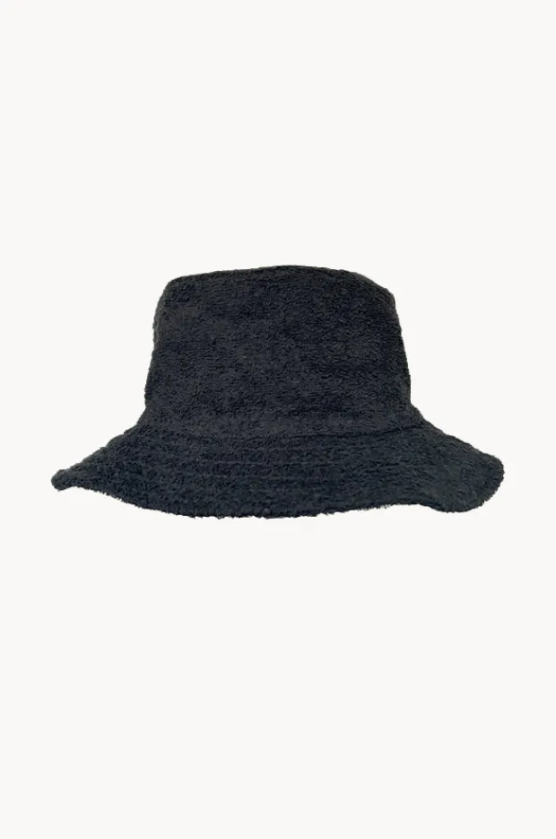Headwear|Cherry Red Mens Terry Towelling Bucket Hat Black