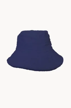 Headwear|Cherry Red Mens Terry Towelling Bucket Hat Navy