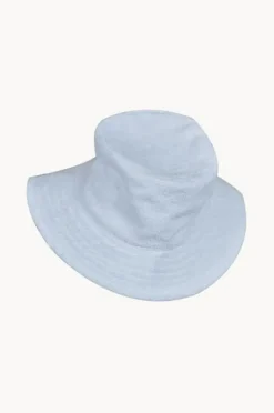 Headwear|Cherry Red Mens Terry Towelling Bucket Hat White