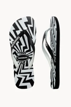 Footwear|Havaianas Mens Top Crash Mix Thong Black/white