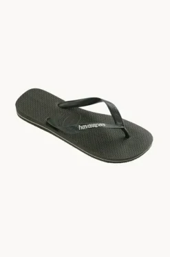 Footwear|Havaianas Mens Top Rubber Logo Thong Olive