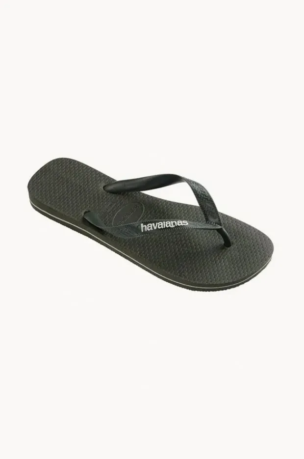 Footwear|Havaianas Mens Top Rubber Logo Thong Olive