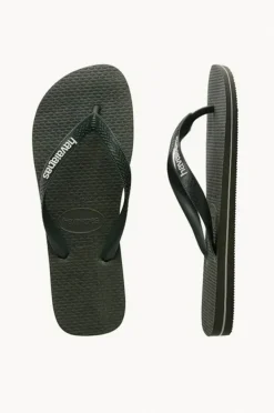 Footwear|Havaianas Mens Top Rubber Logo Thong Olive
