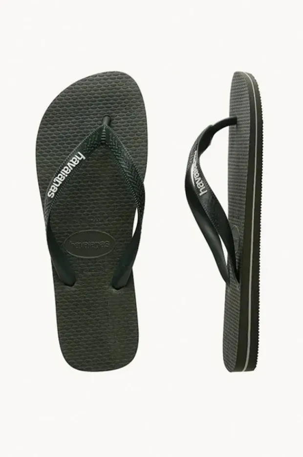 Footwear|Havaianas Mens Top Rubber Logo Thong Olive
