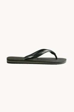 Footwear|Havaianas Mens Top Rubber Logo Thong Olive